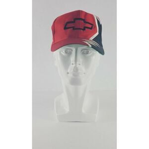 Vintage Shark Tooth Chevy Strap Back Hat Chevrolet Red and Black Embroidered Cap